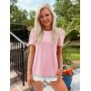 imageZESICA Womens 2025 Short Sleeve Eyelet T Shirts Crew Neck Flowy Loose fit Summer Basic Casual BlousesPink