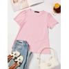imageZESICA Womens 2025 Short Sleeve Eyelet T Shirts Crew Neck Flowy Loose fit Summer Basic Casual BlousesPink