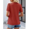 imageZESICA Womens 2025 Short Sleeve Eyelet T Shirts Crew Neck Flowy Loose fit Summer Basic Casual BlousesRust