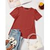 imageZESICA Womens 2025 Short Sleeve Eyelet T Shirts Crew Neck Flowy Loose fit Summer Basic Casual BlousesRust