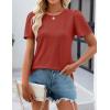 imageZESICA Womens 2025 Short Sleeve Eyelet T Shirts Crew Neck Flowy Loose fit Summer Basic Casual BlousesRust