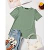 imageZESICA Womens 2025 Short Sleeve Eyelet T Shirts Crew Neck Flowy Loose fit Summer Basic Casual BlousesSage