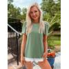 imageZESICA Womens 2025 Short Sleeve Eyelet T Shirts Crew Neck Flowy Loose fit Summer Basic Casual BlousesSage