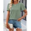 imageZESICA Womens 2025 Short Sleeve Eyelet T Shirts Crew Neck Flowy Loose fit Summer Basic Casual BlousesSage