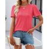 imageZESICA Womens 2025 Short Sleeve Eyelet T Shirts Crew Neck Flowy Loose fit Summer Basic Casual BlousesWatermelonred