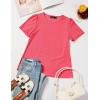 imageZESICA Womens 2025 Short Sleeve Eyelet T Shirts Crew Neck Flowy Loose fit Summer Basic Casual BlousesWatermelonred