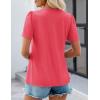 imageZESICA Womens 2025 Short Sleeve Eyelet T Shirts Crew Neck Flowy Loose fit Summer Basic Casual BlousesWatermelonred