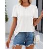 imageZESICA Womens 2025 Short Sleeve Eyelet T Shirts Crew Neck Flowy Loose fit Summer Basic Casual BlousesWhite