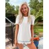 imageZESICA Womens 2025 Short Sleeve Eyelet T Shirts Crew Neck Flowy Loose fit Summer Basic Casual BlousesWhite