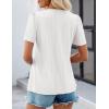 imageZESICA Womens 2025 Short Sleeve Eyelet T Shirts Crew Neck Flowy Loose fit Summer Basic Casual BlousesWhite