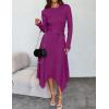 imageZESICA Womens 2025 Spring Long Sleeve Crewneck Ribbed Knit High Waist Midi Sweater Dresses with BeltPitaya