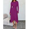 imageZESICA Womens 2025 Spring Long Sleeve Crewneck Ribbed Knit High Waist Midi Sweater Dresses with BeltPitaya