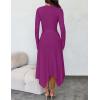 imageZESICA Womens 2025 Spring Long Sleeve Crewneck Ribbed Knit High Waist Midi Sweater Dresses with BeltPitaya