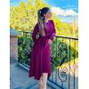 imageZESICA Womens 2025 Spring Long Sleeve Crewneck Ribbed Knit High Waist Midi Sweater Dresses with BeltPitaya
