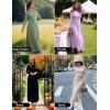 imageZESICA Womens Long Sleeve Spring Maxi Dress 2025 Crewneck Knit Casual Slim Swing Pleated Dresses with PocketsBean Green