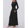 imageZESICA Womens Long Sleeve Spring Maxi Dress 2025 Crewneck Knit Casual Slim Swing Pleated Dresses with PocketsBlack