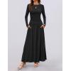 imageZESICA Womens Long Sleeve Spring Maxi Dress 2025 Crewneck Knit Casual Slim Swing Pleated Dresses with PocketsBlack