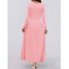 imageZESICA Womens Long Sleeve Spring Maxi Dress 2025 Crewneck Knit Casual Slim Swing Pleated Dresses with PocketsPink