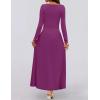 imageZESICA Womens Long Sleeve Spring Maxi Dress 2025 Crewneck Knit Casual Slim Swing Pleated Dresses with PocketsPlum