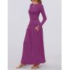 imageZESICA Womens Long Sleeve Spring Maxi Dress 2025 Crewneck Knit Casual Slim Swing Pleated Dresses with PocketsPlum
