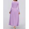 imageZESICA Womens Long Sleeve Spring Maxi Dress 2025 Crewneck Knit Casual Slim Swing Pleated Dresses with PocketsPurple