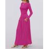 imageZESICA Womens Long Sleeve Spring Maxi Dress 2025 Crewneck Knit Casual Slim Swing Pleated Dresses with PocketsRose