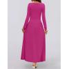 imageZESICA Womens Long Sleeve Spring Maxi Dress 2025 Crewneck Knit Casual Slim Swing Pleated Dresses with PocketsRose
