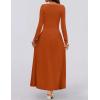 imageZESICA Womens Long Sleeve Spring Maxi Dress 2025 Crewneck Knit Casual Slim Swing Pleated Dresses with PocketsRust