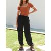 imageZESICA Womens Short Sleeve Square Neck Color Block T Shirt 2025 Summer Slim Fit Ribbed Knit Basic Tee TopsRust