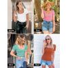 imageZESICA Womens Short Sleeve Square Neck Color Block T Shirt 2025 Summer Slim Fit Ribbed Knit Basic Tee TopsRust