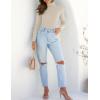 imageZESICA Womens Turtleneck Long Sleeve Shirts Spring Basic Tops Slim Fitted Ribbed Knit SweaterApricot