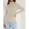 imageZESICA Womens Turtleneck Long Sleeve Shirts Spring Basic Tops Slim Fitted Ribbed Knit SweaterApricot