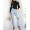 imageZESICA Womens Turtleneck Long Sleeve Shirts Spring Basic Tops Slim Fitted Ribbed Knit SweaterBlack