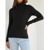 imageZESICA Womens Turtleneck Long Sleeve Shirts Spring Basic Tops Slim Fitted Ribbed Knit SweaterBlack