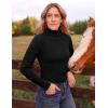 imageZESICA Womens Turtleneck Long Sleeve Shirts Spring Basic Tops Slim Fitted Ribbed Knit SweaterBlack