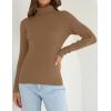 imageZESICA Womens Turtleneck Long Sleeve Shirts Spring Basic Tops Slim Fitted Ribbed Knit SweaterBrown