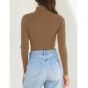 imageZESICA Womens Turtleneck Long Sleeve Shirts Spring Basic Tops Slim Fitted Ribbed Knit SweaterBrown