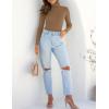 imageZESICA Womens Turtleneck Long Sleeve Shirts Spring Basic Tops Slim Fitted Ribbed Knit SweaterBrown
