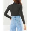 imageZESICA Womens Turtleneck Long Sleeve Shirts Spring Basic Tops Slim Fitted Ribbed Knit SweaterCharcoal