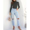 imageZESICA Womens Turtleneck Long Sleeve Shirts Spring Basic Tops Slim Fitted Ribbed Knit SweaterCharcoal