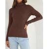 imageZESICA Womens Turtleneck Long Sleeve Shirts Spring Basic Tops Slim Fitted Ribbed Knit SweaterCoffee