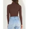 imageZESICA Womens Turtleneck Long Sleeve Shirts Spring Basic Tops Slim Fitted Ribbed Knit SweaterCoffee