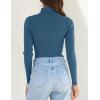 imageZESICA Womens Turtleneck Long Sleeve Shirts Spring Basic Tops Slim Fitted Ribbed Knit SweaterDarkblue