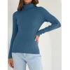 imageZESICA Womens Turtleneck Long Sleeve Shirts Spring Basic Tops Slim Fitted Ribbed Knit SweaterDarkblue