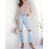imageZESICA Womens Turtleneck Long Sleeve Shirts Spring Basic Tops Slim Fitted Ribbed Knit SweaterDustypink