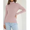 imageZESICA Womens Turtleneck Long Sleeve Shirts Spring Basic Tops Slim Fitted Ribbed Knit SweaterDustypink