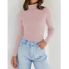 imageZESICA Womens Turtleneck Long Sleeve Shirts Spring Basic Tops Slim Fitted Ribbed Knit SweaterDustypink