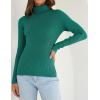 imageZESICA Womens Turtleneck Long Sleeve Shirts Spring Basic Tops Slim Fitted Ribbed Knit SweaterGreen