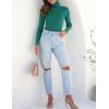 imageZESICA Womens Turtleneck Long Sleeve Shirts Spring Basic Tops Slim Fitted Ribbed Knit SweaterGreen