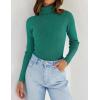 imageZESICA Womens Turtleneck Long Sleeve Shirts Spring Basic Tops Slim Fitted Ribbed Knit SweaterGreen